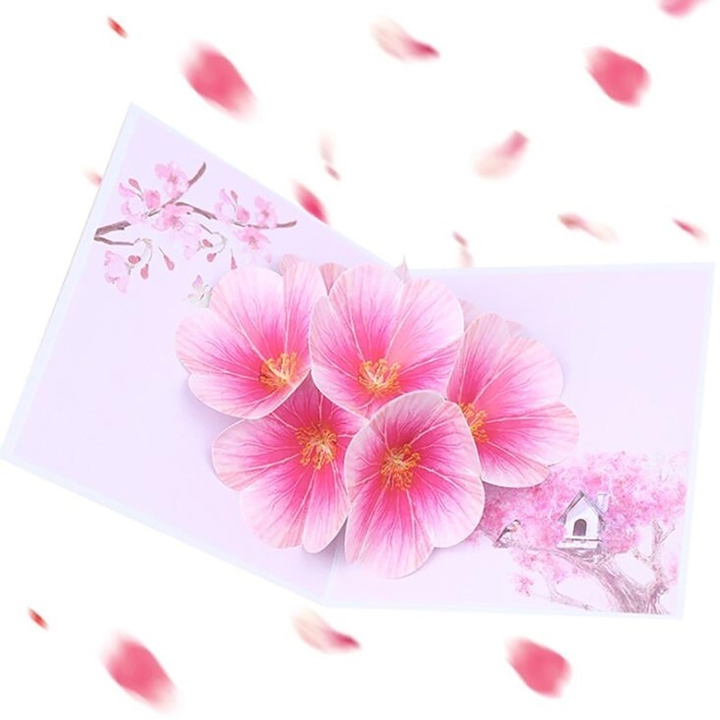 New Peach Blossom Greeting Cards Handmade Birthday Wedding Invitation 3d Design Thank You Blessing Card Shopee Indonesia - roblox digital party invitation thank you decorations birthday card siblings wedding