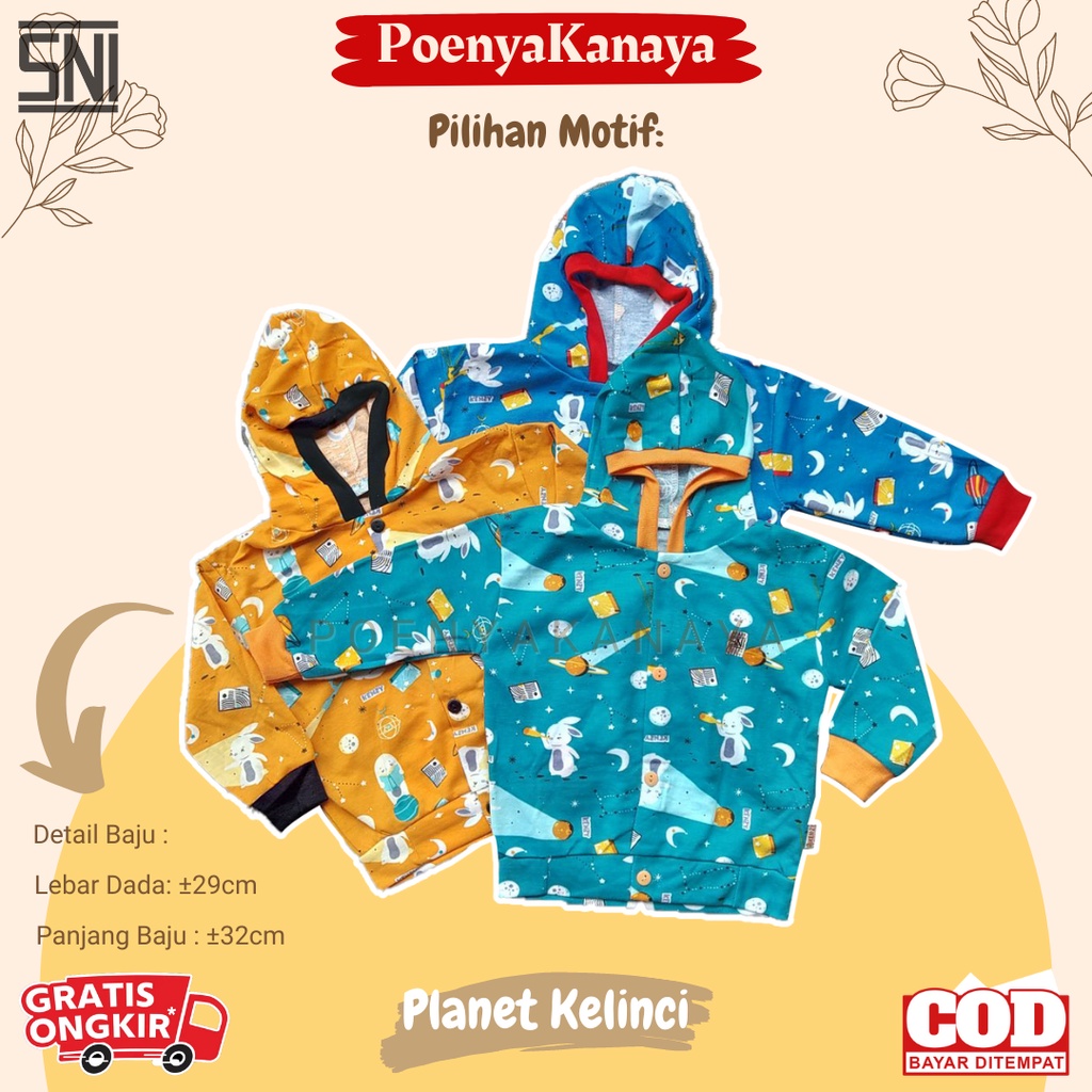 Jaket Bayi Anak Kupluk Lucu SNI KENZY 3-12 bln JK19