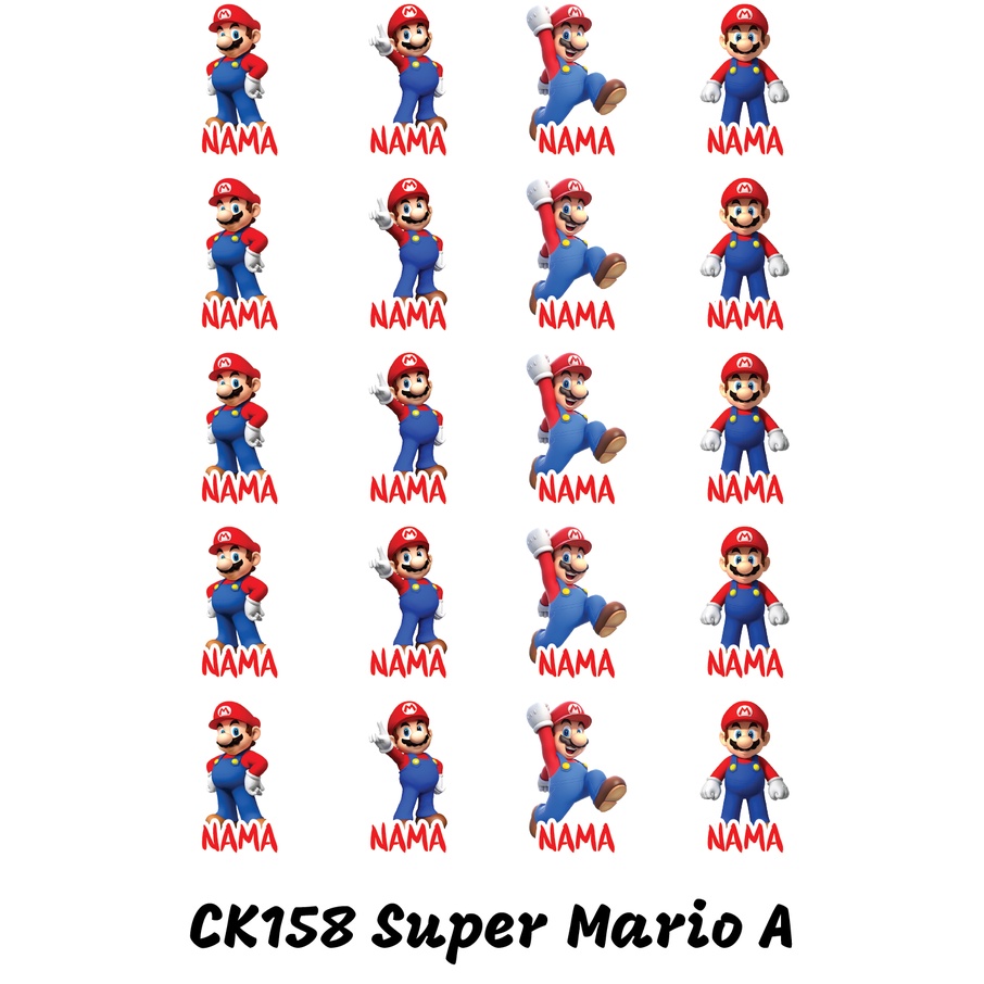 

Sticker Nama Cutting Label Waterproof Tahan Air Super Mario A (CK158)