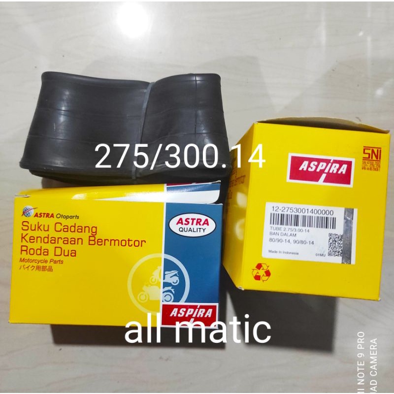 ban dalam aspira 275/300 ring 14 ( 80/90 - 90/90 ) 100% original for all matic