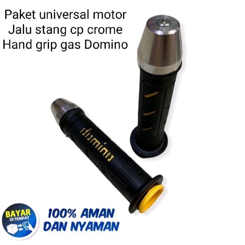 Paket promo Jalu stang crome+Hand grip gas Domino universal motor NMAX AEROX PCX ADV VARIO DLL