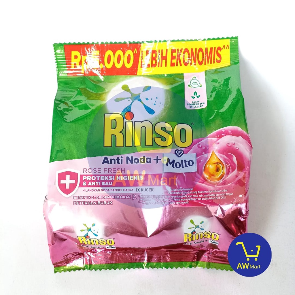 RINSO ANTI NODA + MOLTO ECEr Rp 5.000 - RINSO 215 GRAM - ANTI NODA