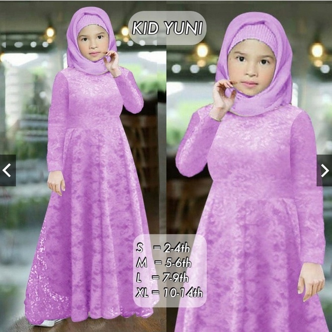 KID YUNI (2-14thn) KID MAXI YUNI / GAMIS ANAK KECIL REMAJA / GAMIS BRUKAT ANAK / YUNI MAXI DRESS BRUKAT ANAK READY