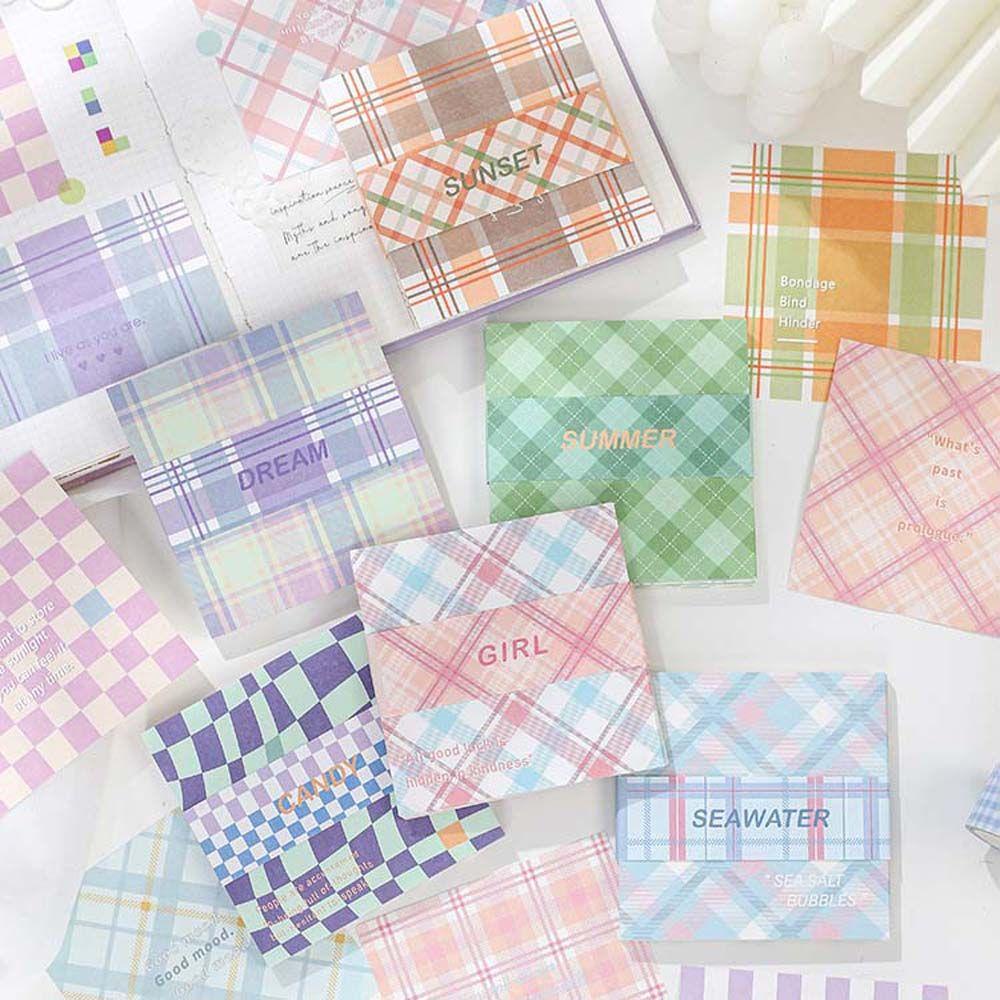 Augustina Memo Pads Korea 50lembar Scrapbook Dekorasi Checkerboard Diary Alat Tulis Serpihan Kolase Kartu Planner Kertas