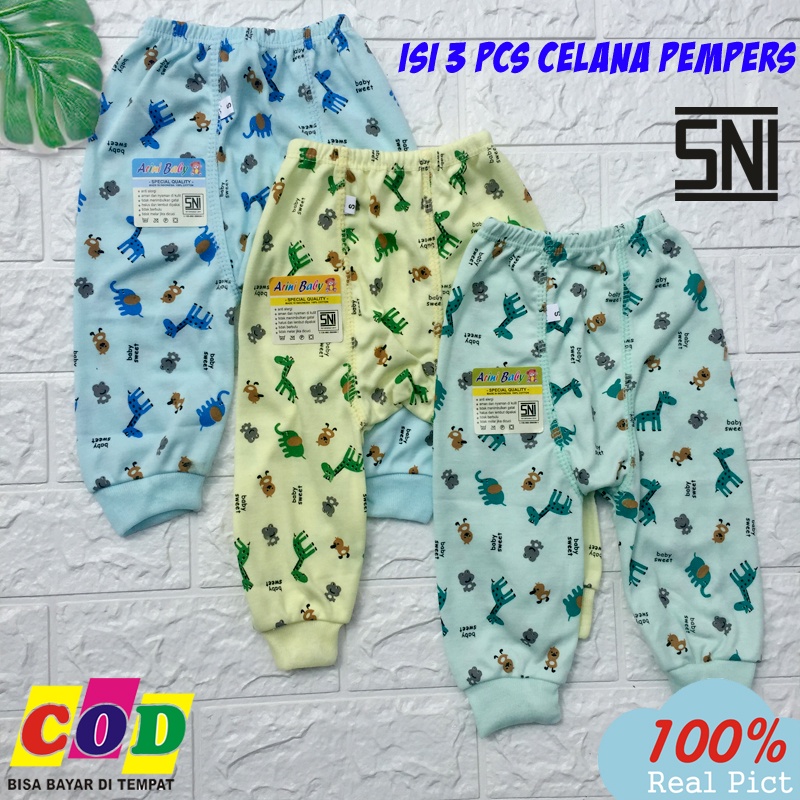 Ana Baby - 3 PCS Celana Pempers Panjang Bayi Ukuran S,M,L,XL Motif Lucu