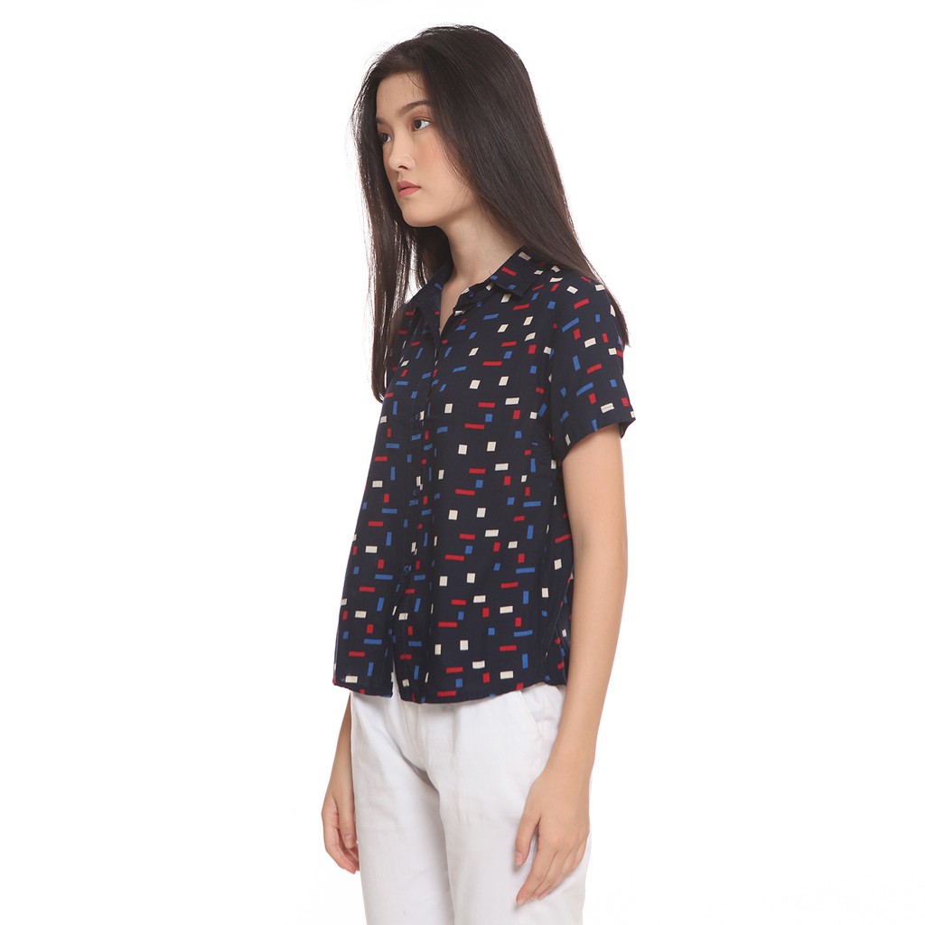 Kemeja Wanita Gaya Korea Lengan pendek corak  - XSHOP New Flora