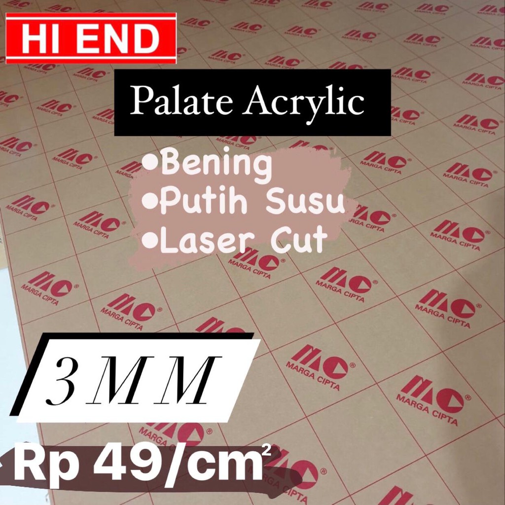 

Acrylic 3mm potongan custom akrilik laser cut / MERK MARGA CIPTA - Putih Susu