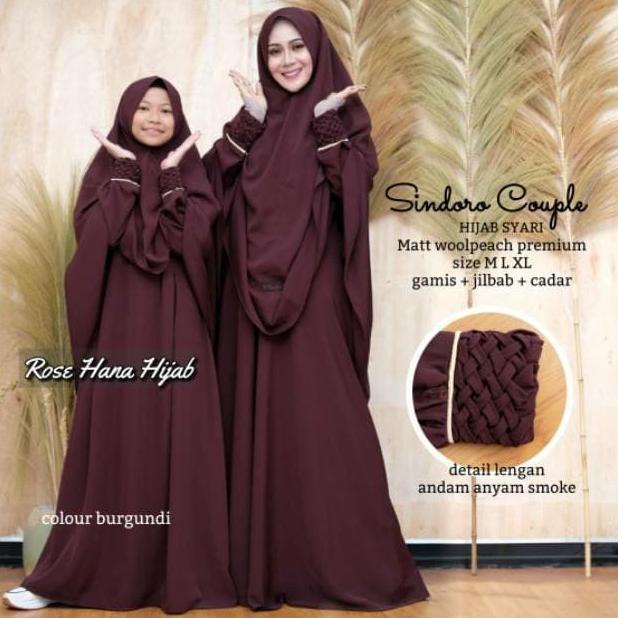 BAJU GAMIS COUPLE IBU DAN ANAK SINDORO SYARI SET CADAR ORIGINAL DXFG546SE