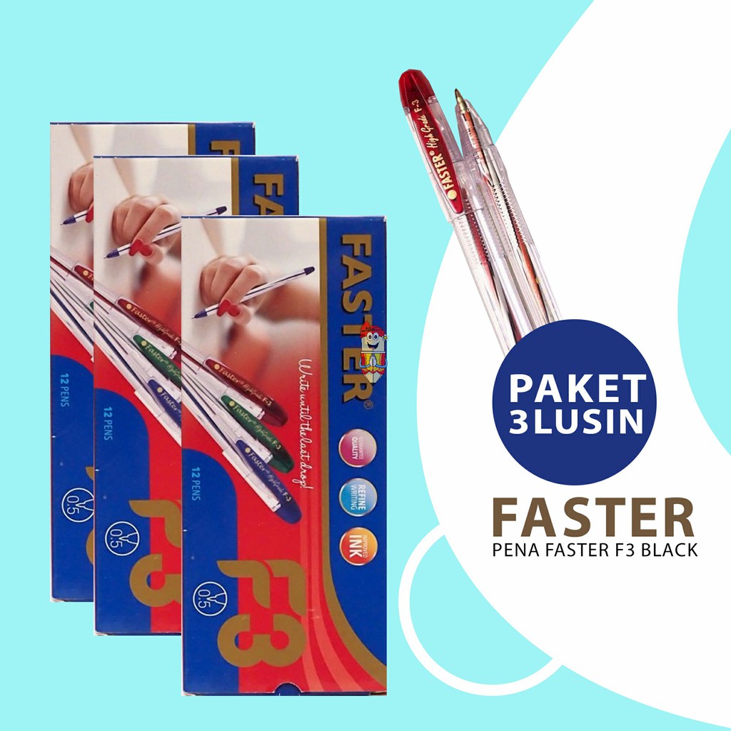 

Paket Hemat 3 lusin Pena Faster F3 0.5mm Black