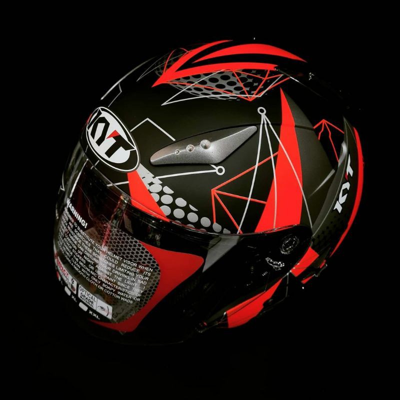 HELM KYT GALAXY FLAT R MATRIX BLACK MATT RED FLUO HELM TOURING KYT GALAXY FLAT R MATRIX HITAM DOFF