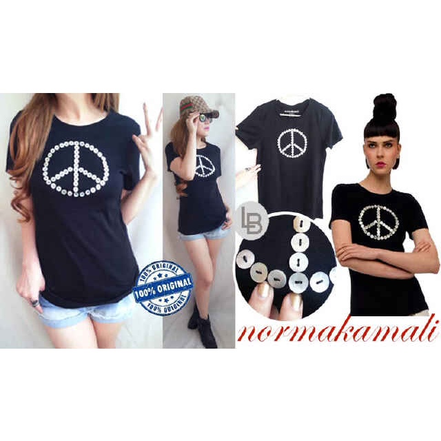 Norma Kamali Black Peace Out tee