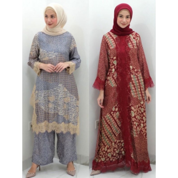 ❤ALUIRA TUNIK BATIK SET CELANA KULOT/CARINI BATIK DRESS BY STL❤