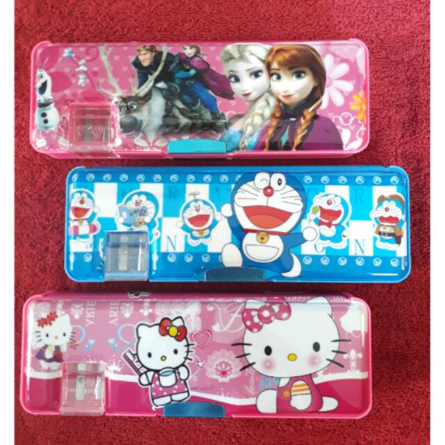 

Kotak pensil / tempat pensil magnet karaktee 2 sisi plus rautan murah