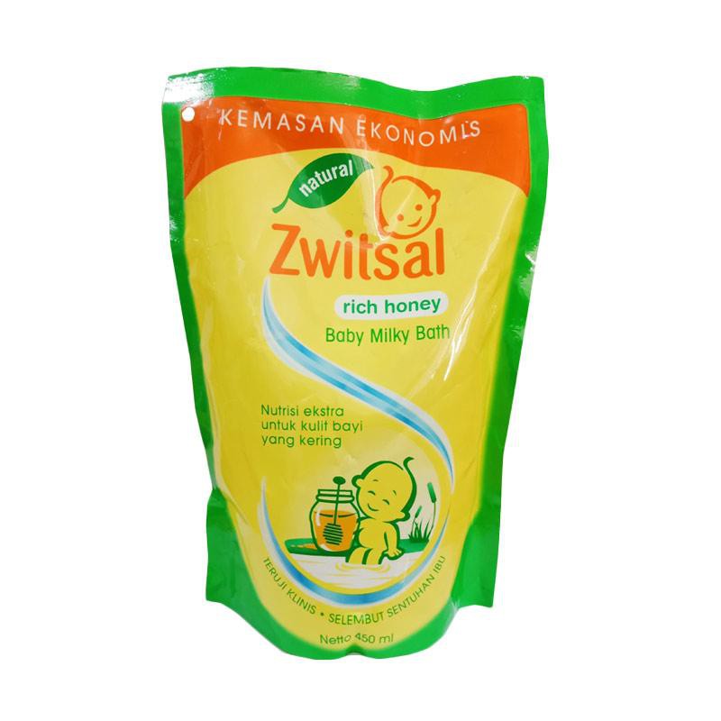Zwitsal Baby Bath Natural Milk &amp; Honey Pouch 450 ml - Sabun Mandi Bayi