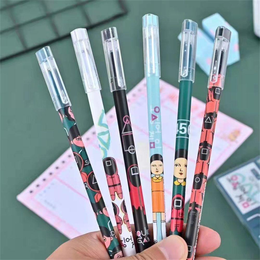 Agustina Squid Game Gel Pen 12 Pcs/Set Perlengkapan Diary Sekolah Ulang Tahun Siswa Hadiah Alat Tulis Pena Keren