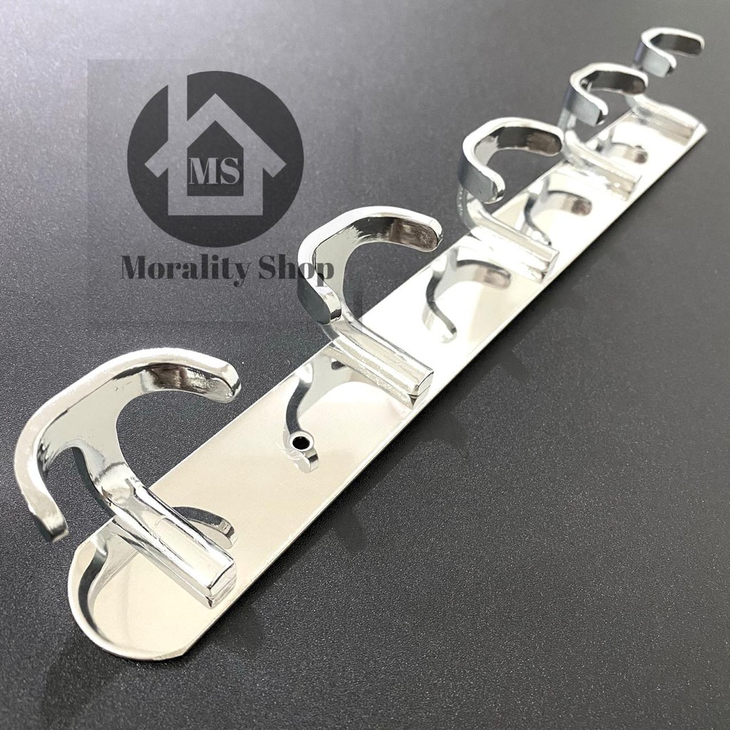 Kapstok 5 kait Minimalis Stainless D057 - Gantungan Baju Rak Cantolan Hanger Holder Hook Stenlis A32