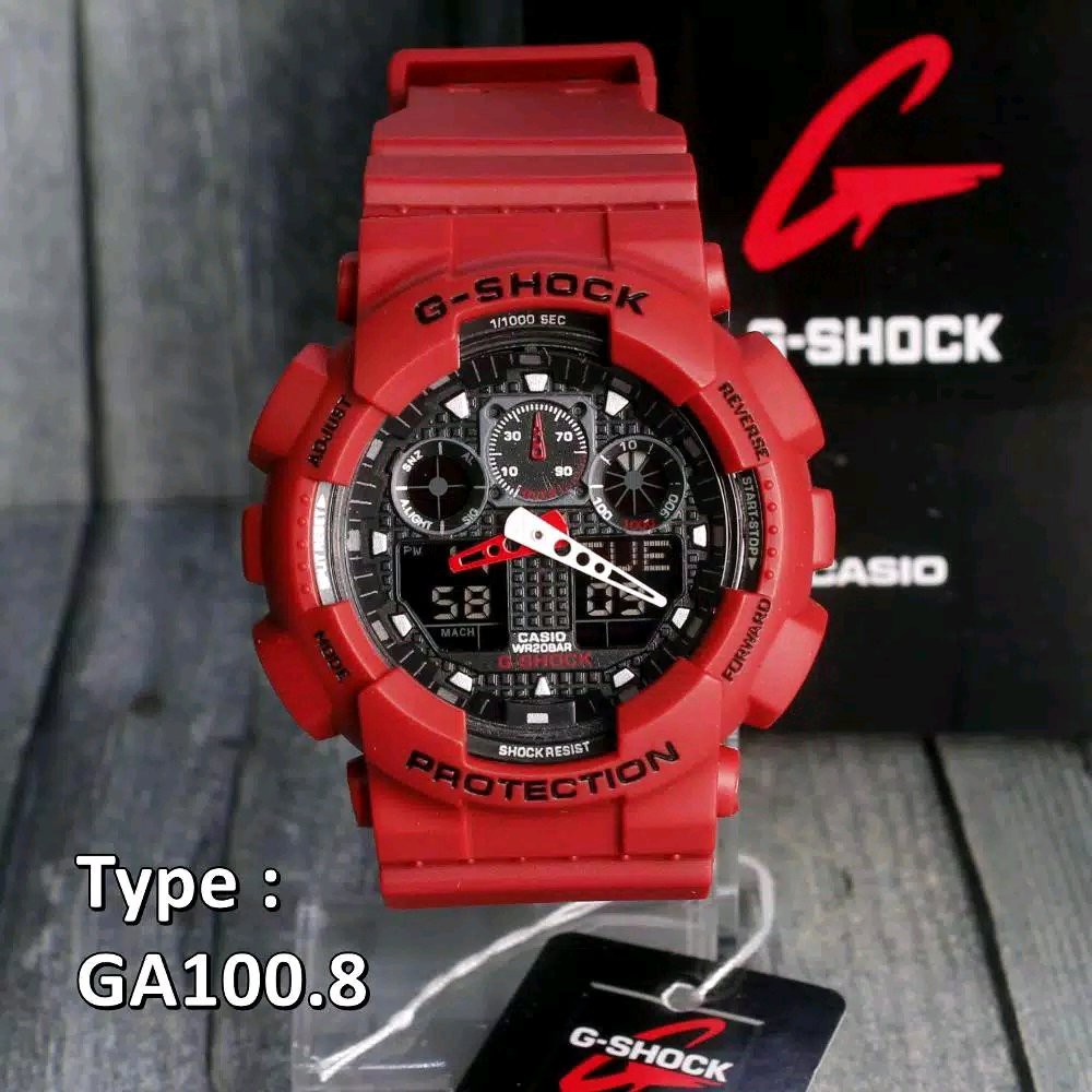 SANGAT MURAH jam tangan casio gshock ga100 g shock ga 100 full merah Berkualitas