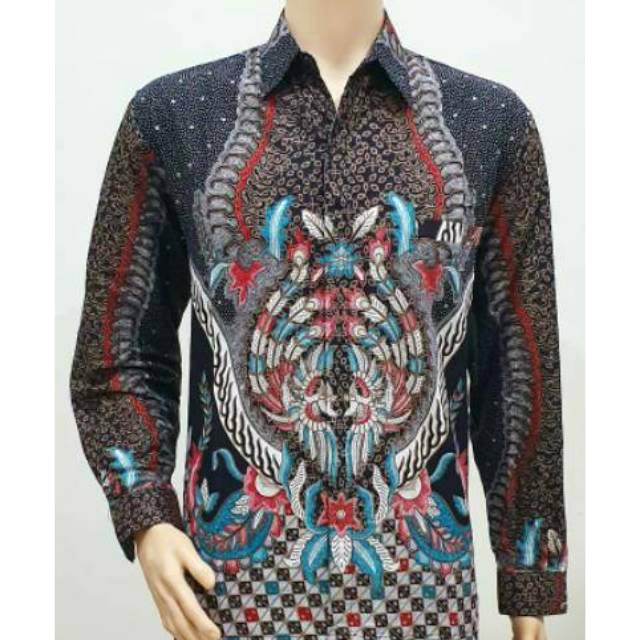 Kemeja Batik Big Size 4L-5L Ukuran Besar Baju Hem Batik Jumbo Lengan Panjang Seragam NDR-AB