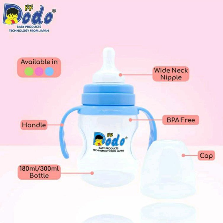 Dodo Botol Susu PP Deluxe With Handle 180ml Botol Susu Bayi Wide Neck BPA Free LSR