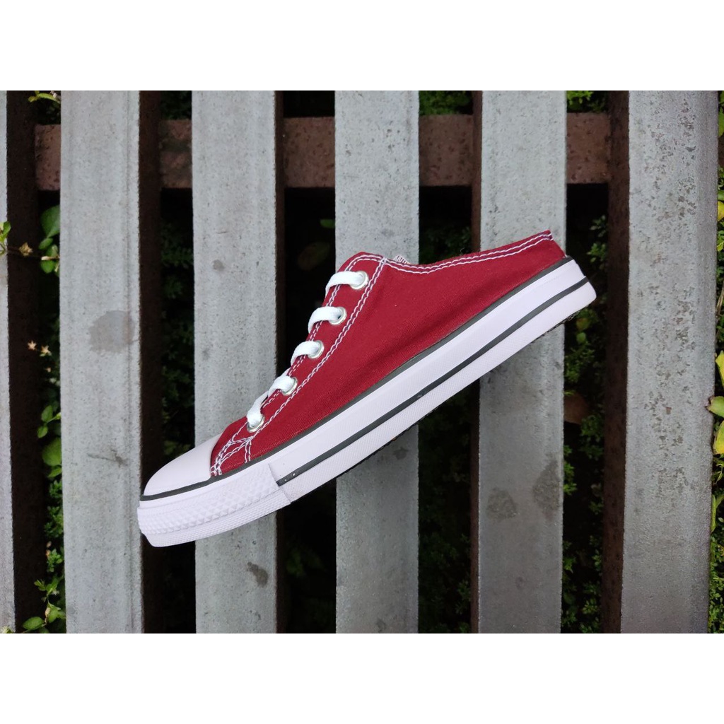 Sepatu ALL STAR CONVERSE MAROON Sneakers Wanita Slip On Slop Bustong Terbaru