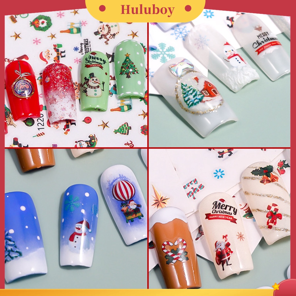 Huluboy Huluboy♡ Stiker Kuku Motif Kartun Natal 3D Untuk Wanita