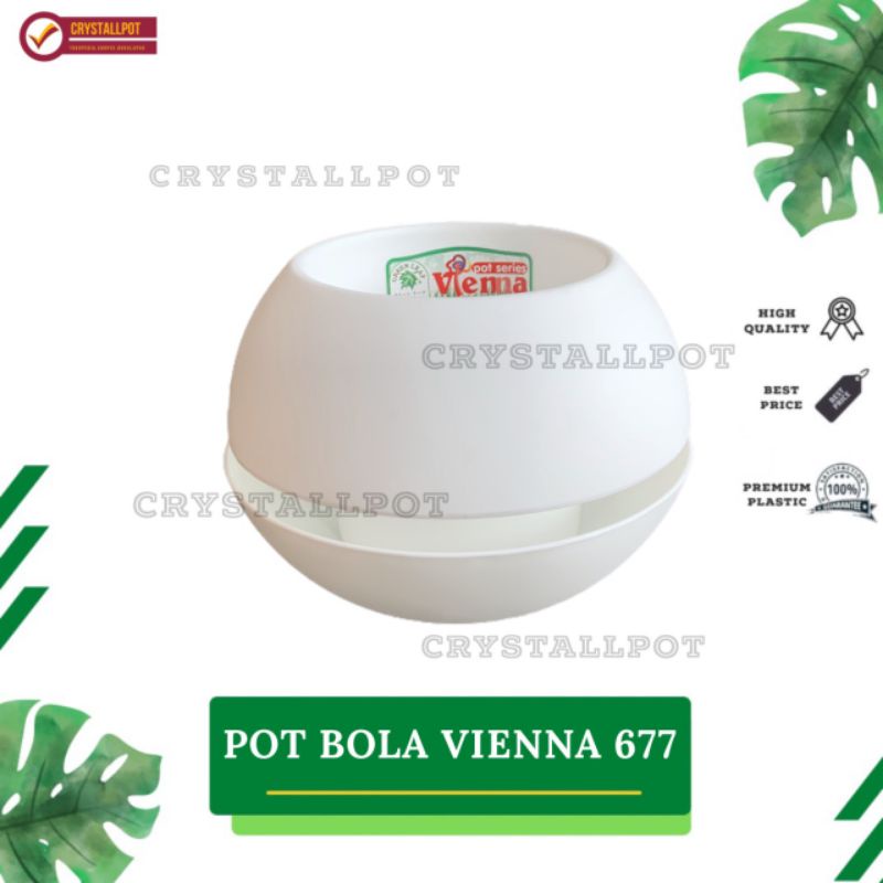 POT BUNGA TANAMAN MOTIF BOLA KECIL VIENNA 677 PUTIH - BOLA VIENNA 677 [ BOLA KECIL ]