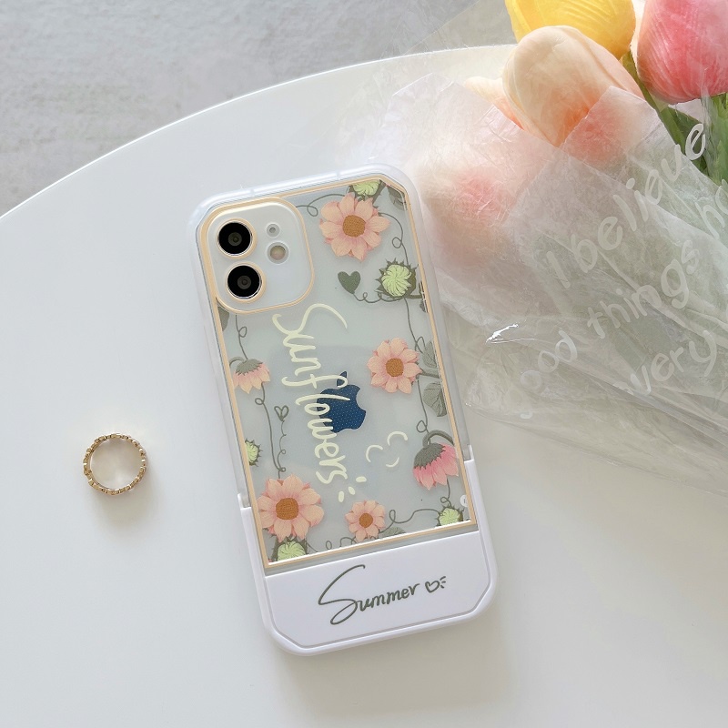 Casing iPhone 11 12 13 Pro MAX X XR XS MAX 7 8 Plus Motif Bunga Matahari Tahan Jatuh