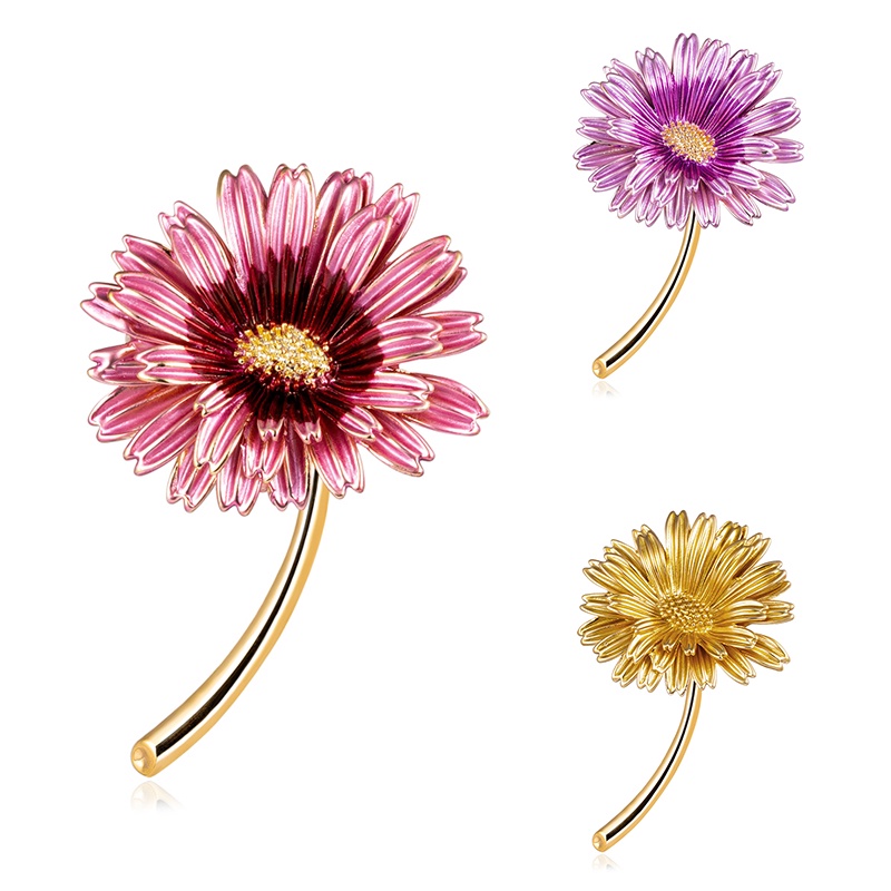 Bros Pin Enamel Bentuk Bunga Daisy Untuk Kerah