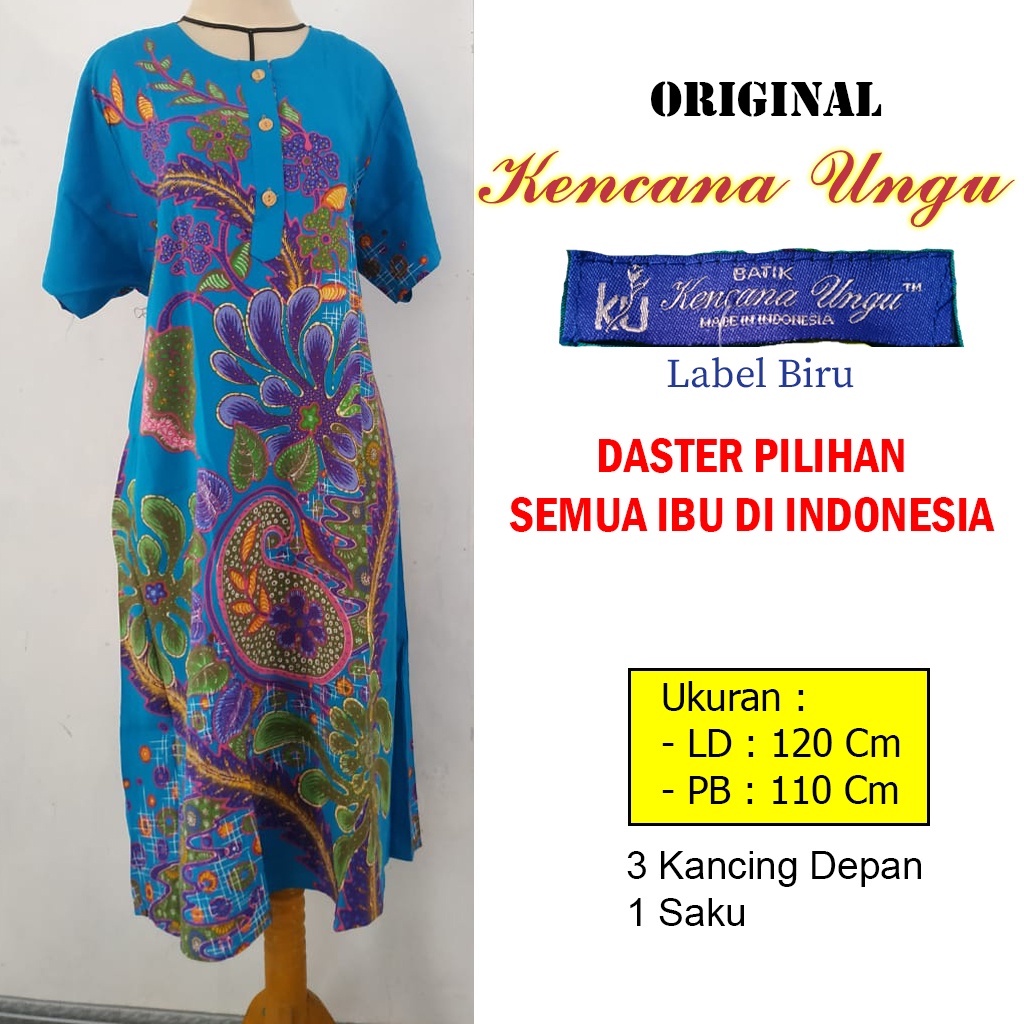 Baju Daster Batik Kencana Ungu Asli Jumbo Label Biru Ibu Hamil Dan Menyusui Original Ld 120