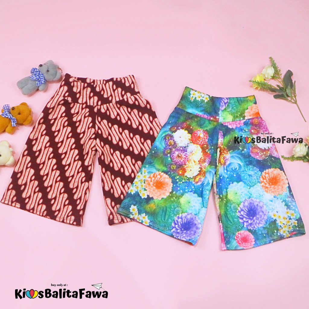 Kulot Anak Motif Uk. 3-4 th / Celana 3/4 Balita Cullotes Pants Kulot Pants Celana Anak Perempuan