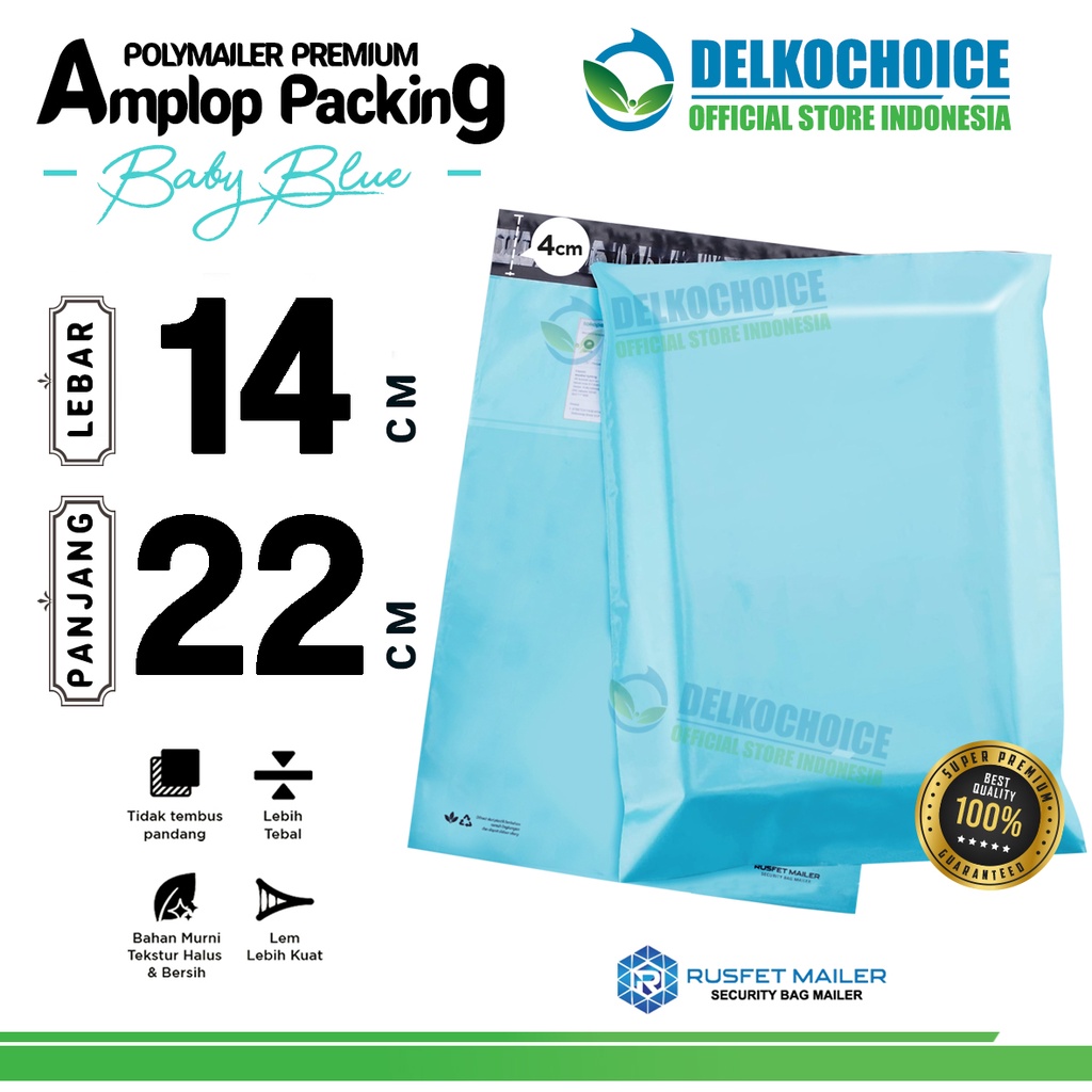 

Polymailer TOSCA Polos 14x22cm Amplop Plastik Packing Olshop BABY BLUE PREMIUM / SATUAN