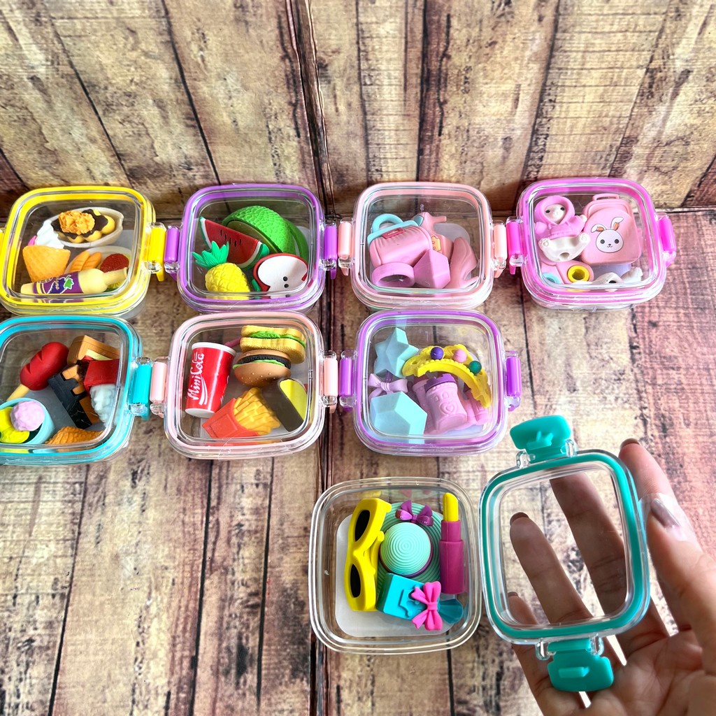 1 Pcs Penghapus Qihao Sensory 8611 8609 - Setip Food dan Girl + Kotak - Fancy Eraser - Collectible Eraser