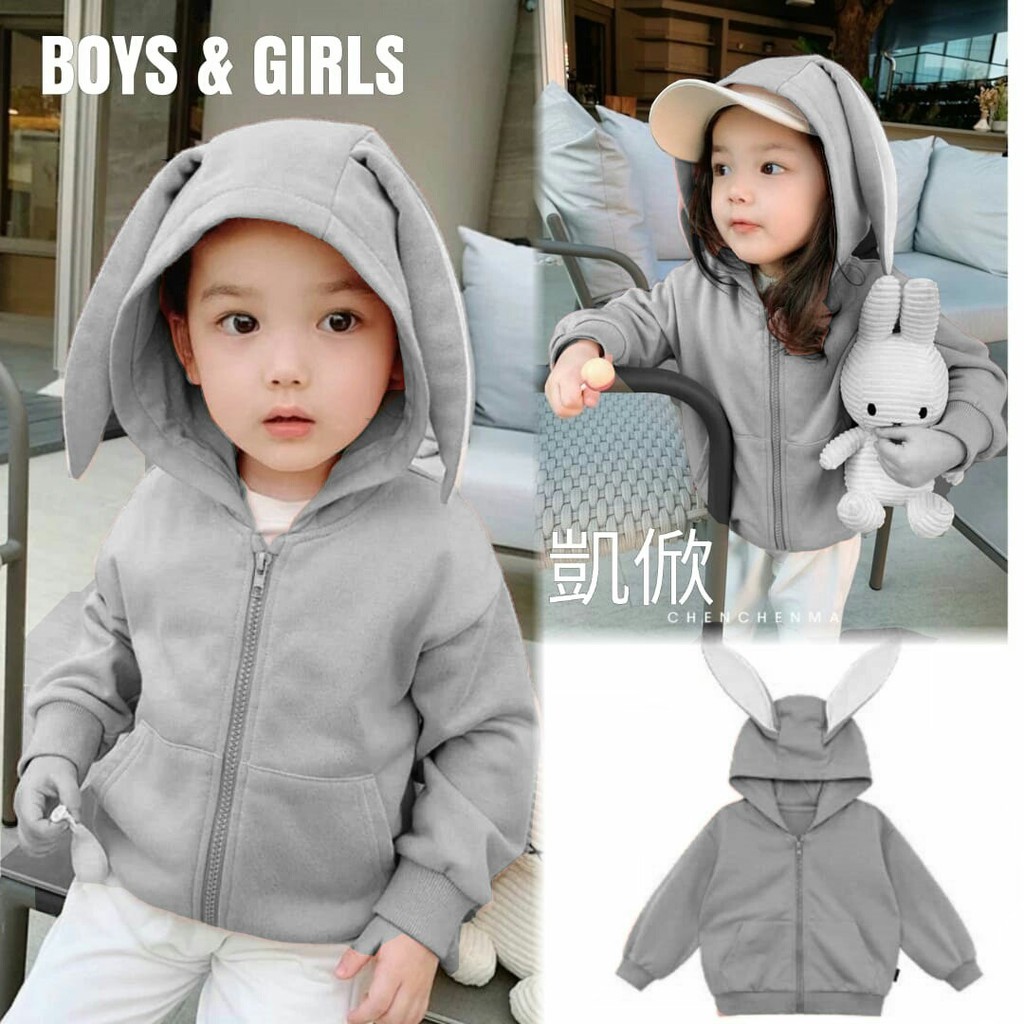 Baju Jaket Hoodie Anak Boy &amp; Girls Rabbit Kids Hoodie 4-6 Tahun MS