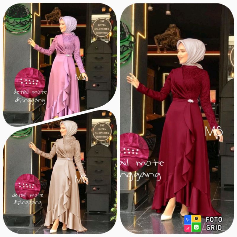 Busana Muslim Gamis terbaru lebaran 2022 Murah Gaun Pesta Muslimah Baju Pesta Wanita Kondangan Mewah