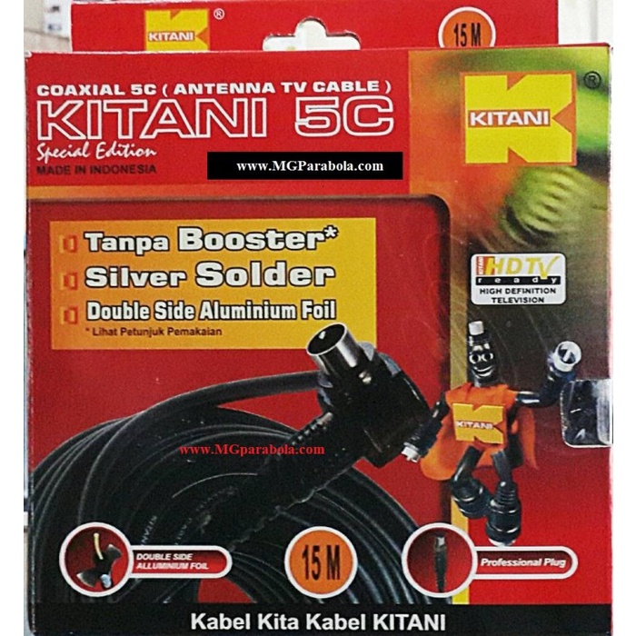 Kabel coaxial kitani 5C/RG6 15M