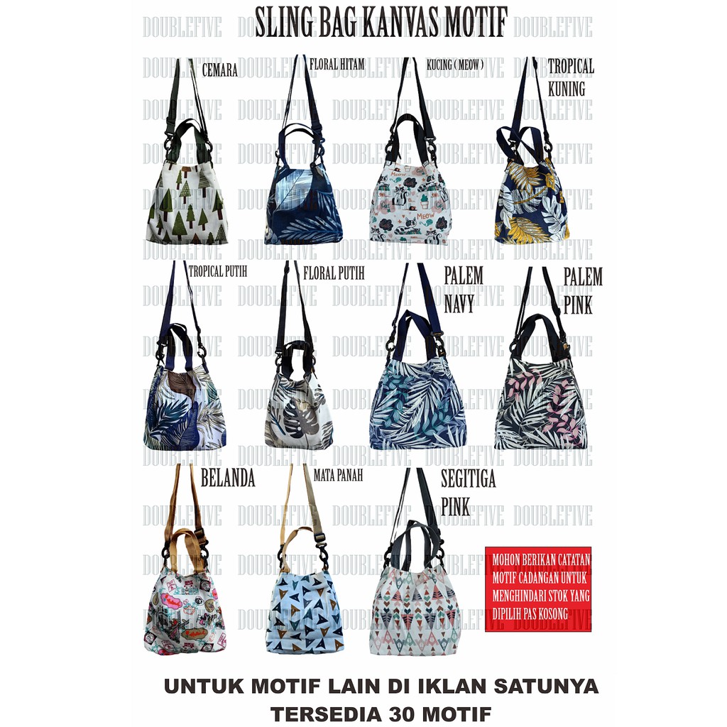 SLING BAG KANVAS MOTIF KEKINIAN SLINGBAG TAS SELEMPANG Size 20 x 7 x 22