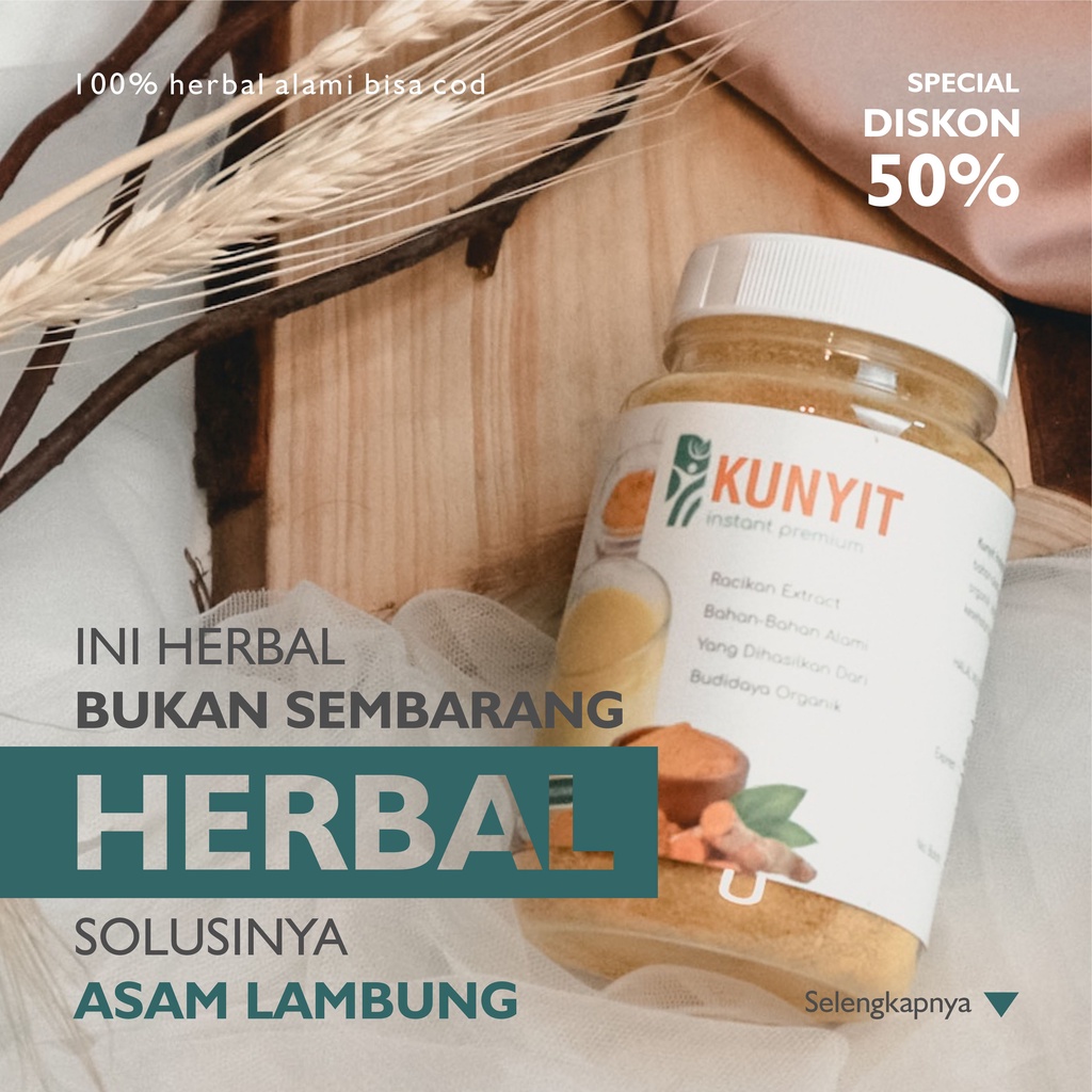 

Herbal untuk Mengatasi Perut Mual, Mulas, Perut Kembung dan Gastritis, Kunyit Instan Premium Original