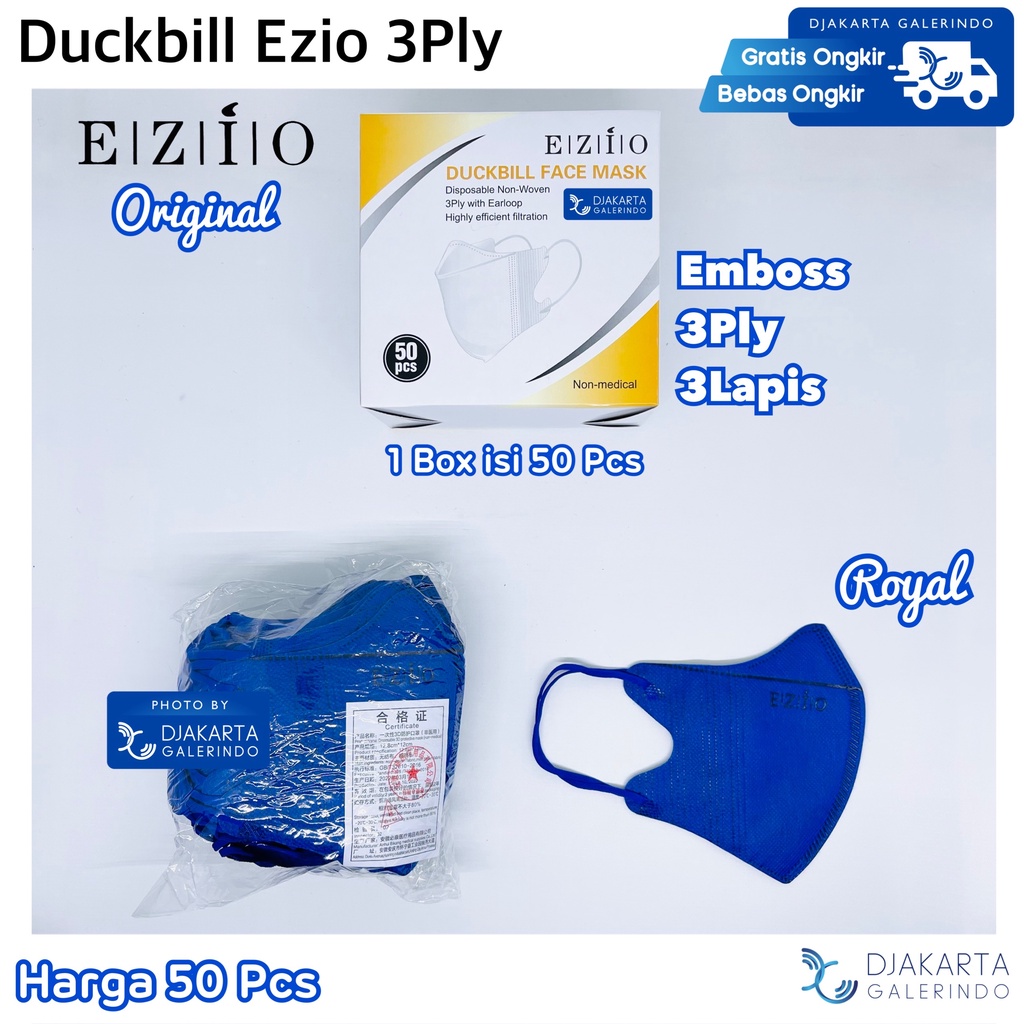 Masker Duckbill Ezio 3Ply Original isi 50Pcs