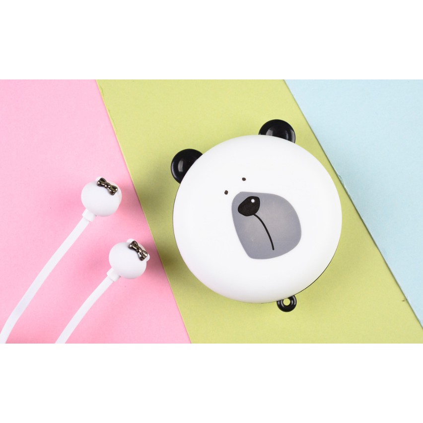 [E-156] Headset Earphone WAJAH BERUANG Lucu / Earphone + Wadah Earphone Motif Kartun WAJAH BERUANG