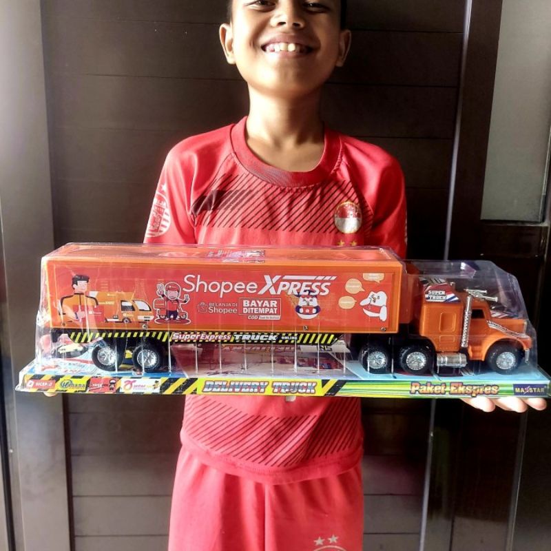 Mainan Truk Kontainer Kurir Miniatur - Miniatur Mobil Box Peti Kemas Anak Laki Cowok