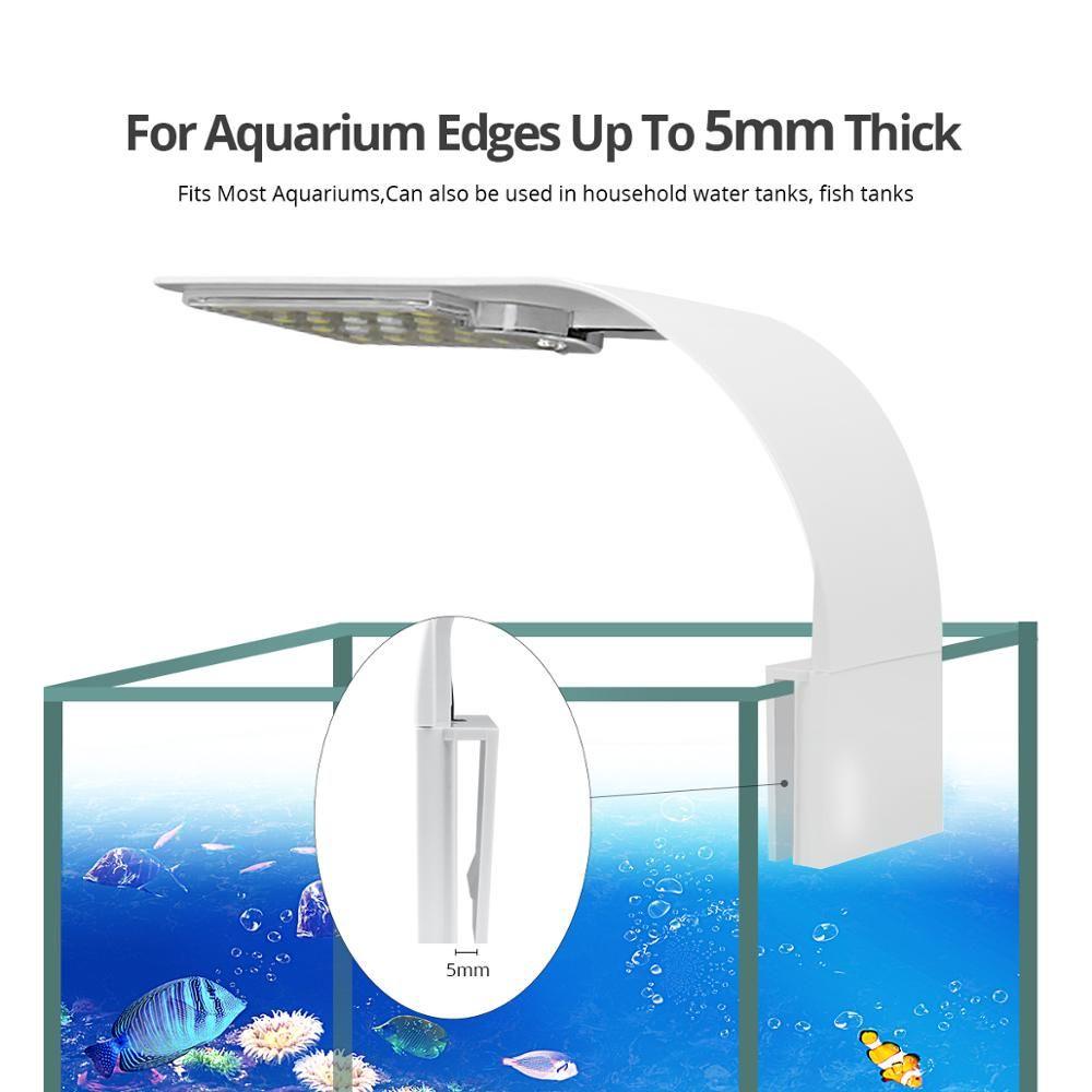 [Elegan] Lampu Tangki Ikan EU/US Plug LED Lighting Super Slim Tahan Air Lampu Clip-on Lampu Aquarium