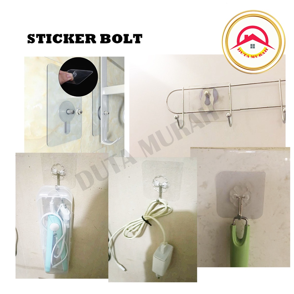 Stiker Sticker Bolt Stiker Skrup Baut Tempel Dispenser  Rak Sabun Gantungan Kait Lengket Transparan