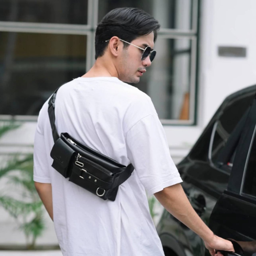 F1_Tas Selempang Pria Kulit Asli Distro Anti Air Kecil Original WEIXIER Tas Selempang Casual
