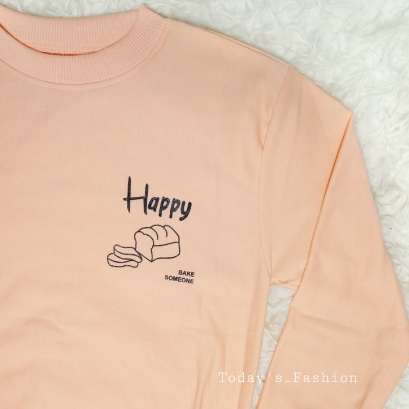 Premium XXL Oversize Sweater Happy Bake Someone Ukuran Jumbo Sweater Pria dan Wanita