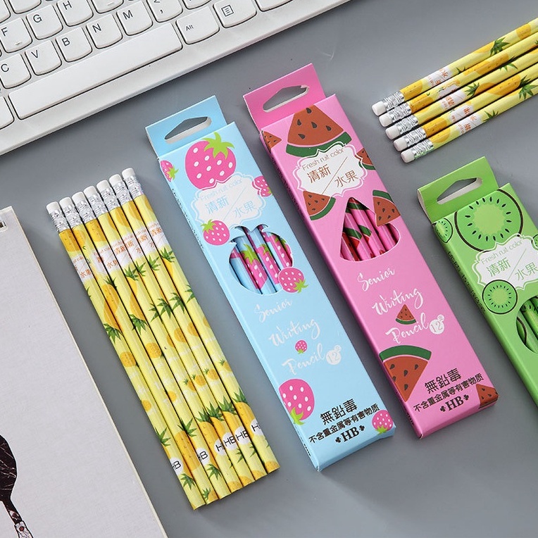 12 Pcs Pensil Pencil Tulis Motif Buah OSM-ST0047