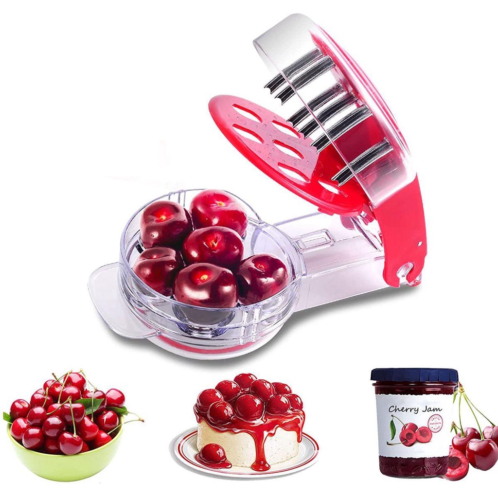 [Elegan] Cherry Pitter Dapur Kue Stoner Stainless Steel Corer 6lubang Cherry Chomper