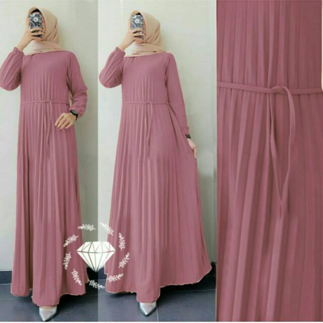 GAMIS ANGELINA #2 ORI SPASSY, BAHAN MEIRA IMPORT MIX WAFFLE MILANO PREMIUM, LD.100-118 PB.140, BUSUI