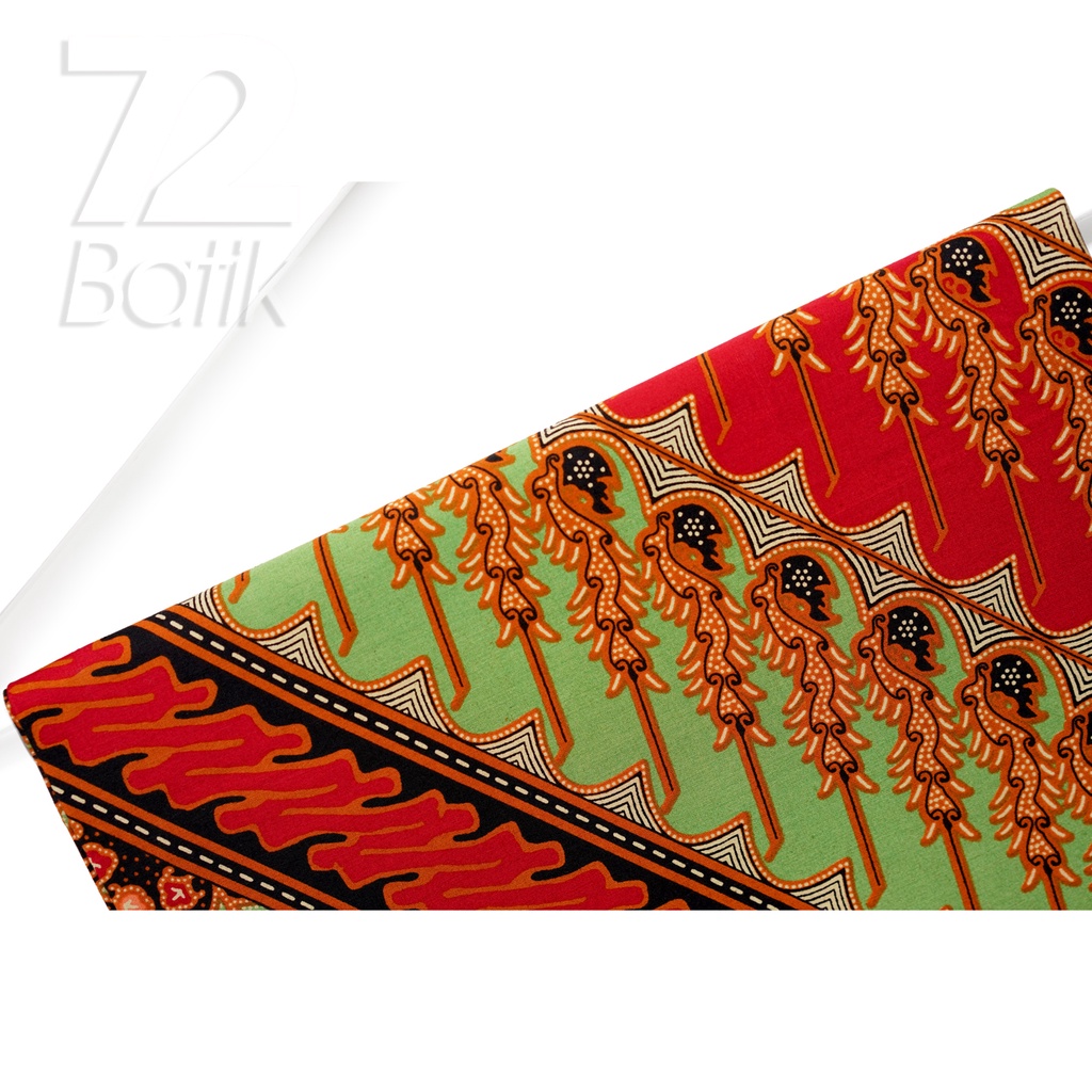 KAIN BATIK PREMIUM Bahan Katun Motif Parang Warna Merah Hijau 721298 Cap 72 Jarik Jarit Samping Kebat Panjang Batik Katun Modern Premium Bahan Seragam Batik Pernikahan Kantor Keluarga Murah Kamen Jadi Batik Bali Lembaran