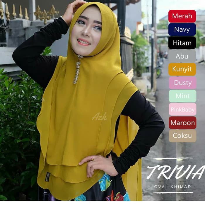 Jilbab Instan Khimar Syari Pet Ceruti Trivia Oval 3 Layer Jumbo