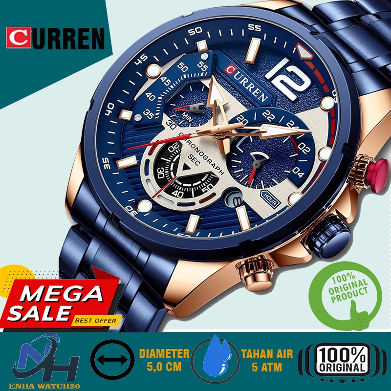 Jam Cowok Keren Terbaru CURREN 8395 Jam Tangan Pria Analog Chronograph Chrono Menit, Chrono Detik, J